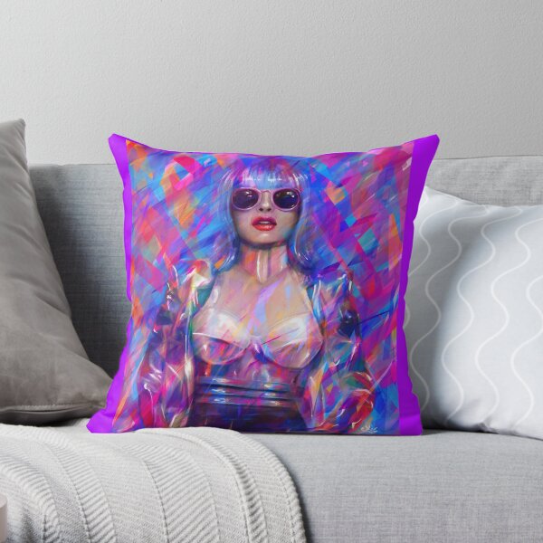 Cyber fashion portrait Throw Pillow