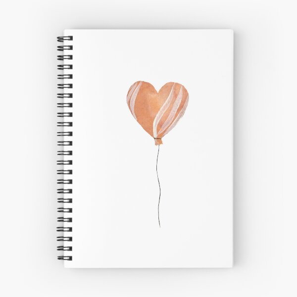 Item preview, A peach love heart balloon watercolor illustration designed and sold by Yana Mustafina | Boho Soulful Designs.