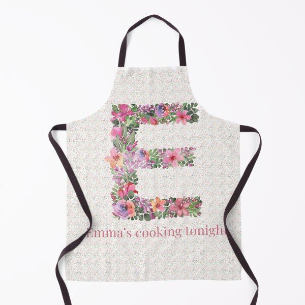 Item preview, Delantal personalizado con el nombre floral de Emma designed and sold by RominCreations.