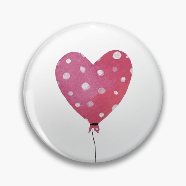 Artikelvorschau, a cute heart pink balloon watercolor illustration entworfen und verkauft von Yana Mustafina | Boho Soulful Designs.