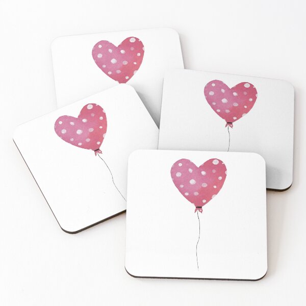 Item preview, a cute heart pink balloon watercolor illustration  designed and sold by Yana Mustafina | Boho Soulful Designs.