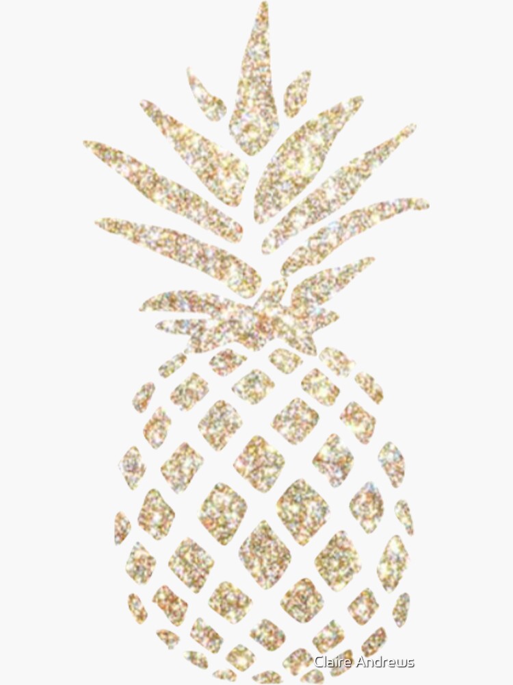 Sparkly Gold Pineapple Design Sticker by Claireandrewss