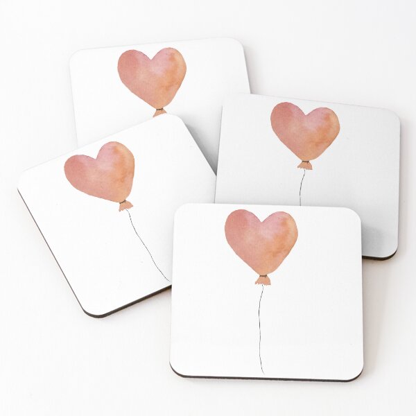 Item preview, a peach cute balloon heart watercolor illustration designed and sold by Yana Mustafina | Boho Soulful Designs.