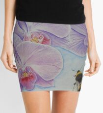 Bee aproaching Phalaenopsis Orchid Mini Skirt