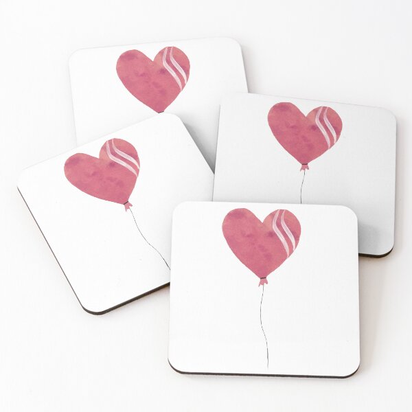 Item preview, a cute pink heart balloon watercolor illustration. designed and sold by Yana Mustafina | Boho Soulful Designs.
