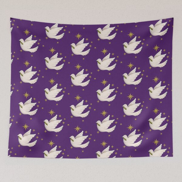 Item preview, Dove Christmas message with Pink lilac and blue Aurora Borealis designed and sold by MagentaRose.