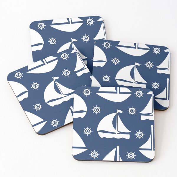 Item preview, Sailing Boats Pattern Version White On Dark Blue designed and sold by SeemDev786.