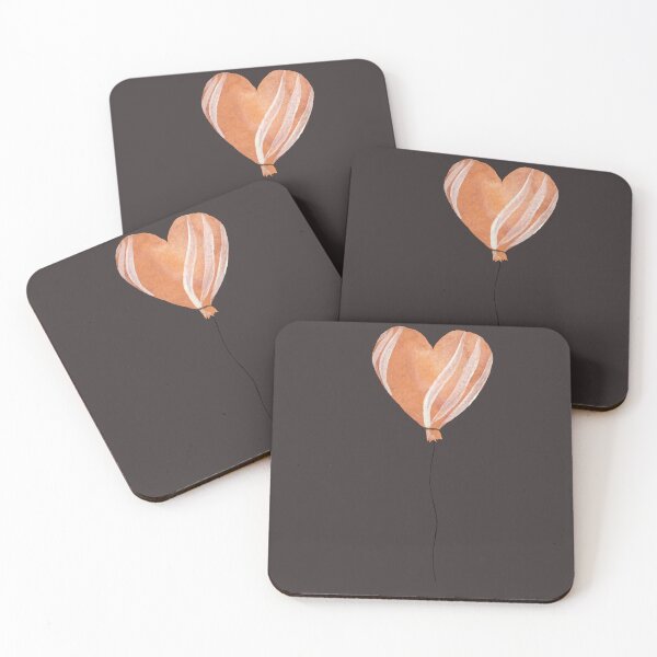 Item preview, Peach heart balloon watercolor dark background designed and sold by Yana Mustafina | Boho Soulful Designs.