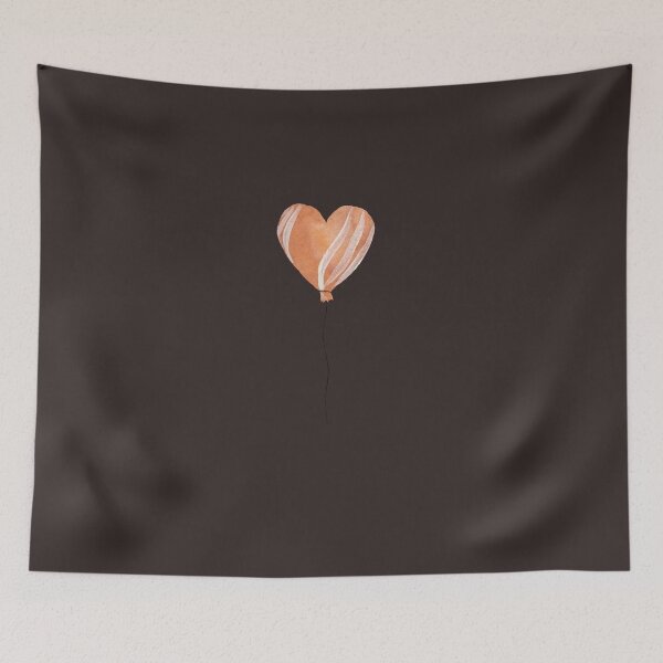Item preview, Peach heart balloon watercolor dark background designed and sold by Yana Mustafina | Boho Soulful Designs.