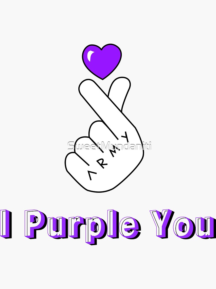 "Purple korean Finger Heart, Army knuckles bts, with I Purple You text
