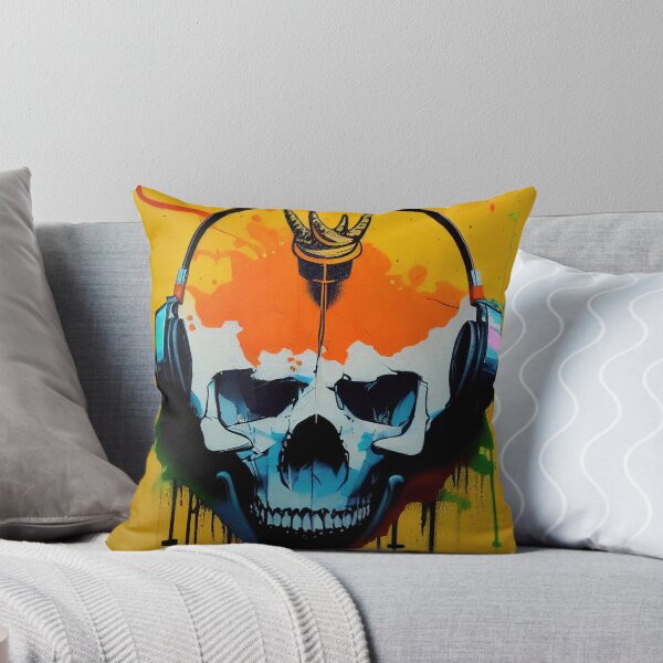 Item preview, Graffiti Skull with Headphones designed and sold by TheCreativeFab.