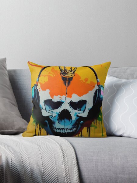 Item preview, Graffiti Skull with Headphones designed and sold by TheCreativeFab.