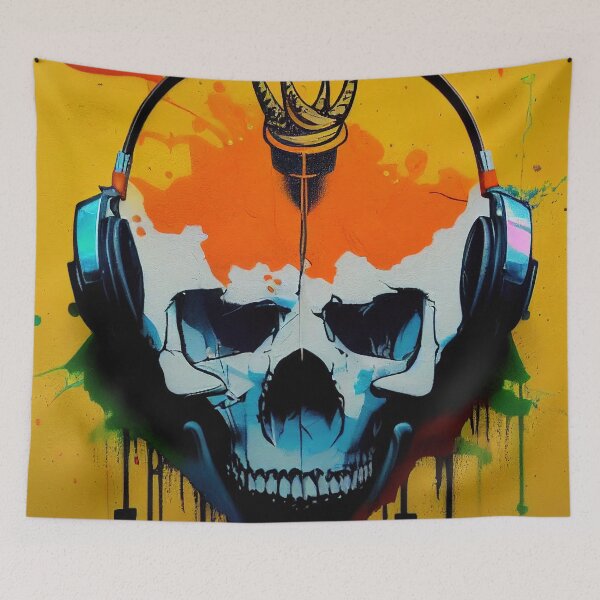 Item preview, Graffiti Skull with Headphones designed and sold by TheCreativeFab.