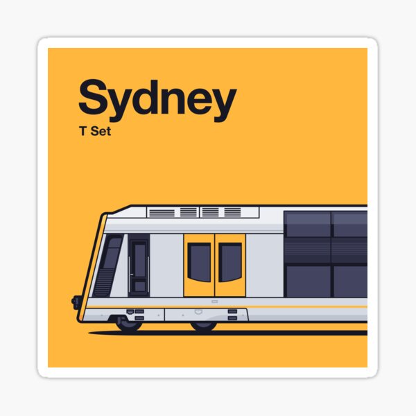 Sydney T Set Tangara Australia World Train Side Yellow Sticker