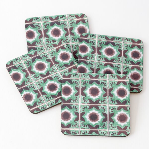 Item preview,  Portuguese Green And Brown Tiles , Abstract Patterns On Ceramic Tile designed and sold by Tamas Das.