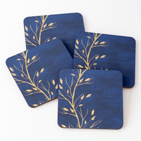 Item preview, Navy Blue & Gold Tropical Print designed and sold by Harman83.