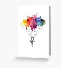 Tarjeta de felicitación Paracaidismo, Paracaidismo paracaidista, paracaidismo. Ilustración acuarela
