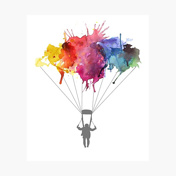 Item preview, Skydiving, Skydiver parachute, parachuting. Watercolor Illustration designed and sold by STYLESYNDIKAT.