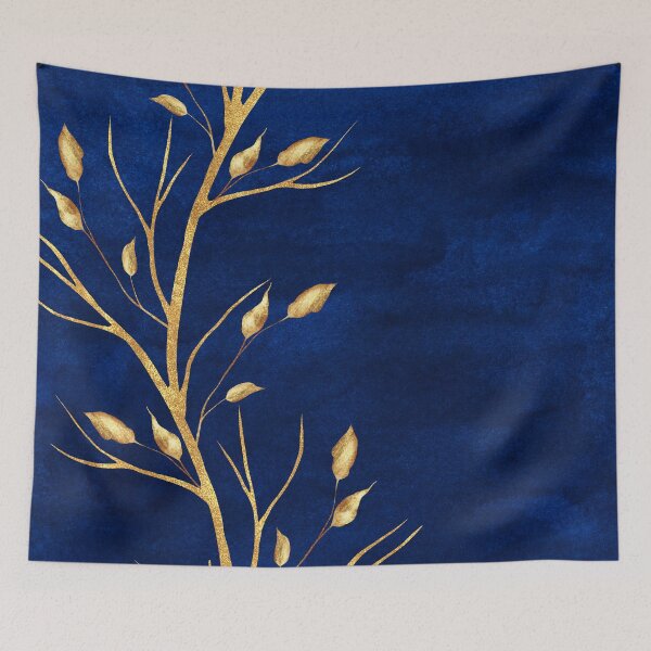Item preview, Navy Blue & Gold Tropical Print designed and sold by Harman83.