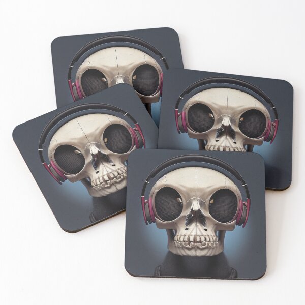 Item preview, Halloween Skull with Headphones designed and sold by TheCreativeFab.