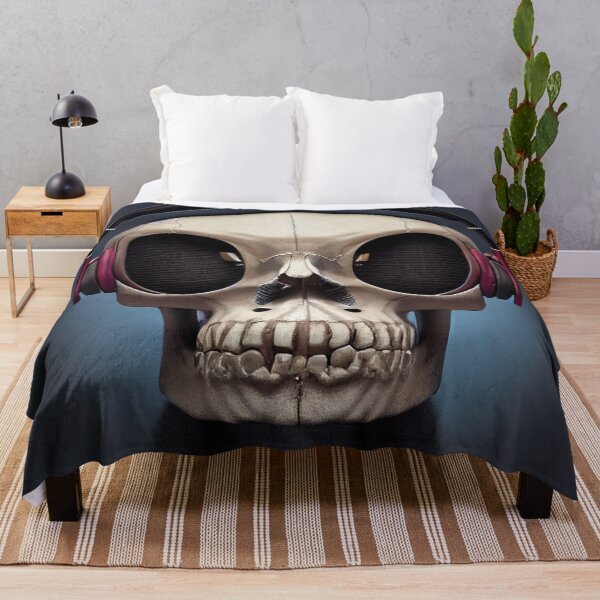 Item preview, Halloween Skull with Headphones designed and sold by TheCreativeFab.