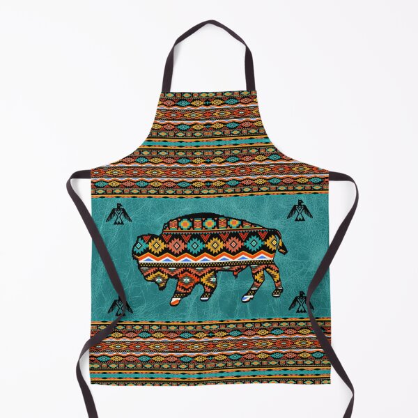 Aperçu de l'œuvre Bison Avec Motif Tribal Avec Turquoise Multi Couleurs créée et vendue par handsoftime2020.