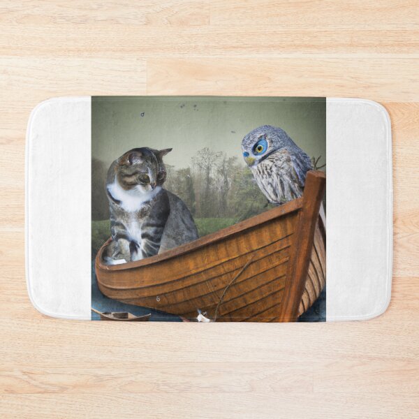 Item preview, A cat and  an owl in midnight in a boat designed and sold by Yaatra.