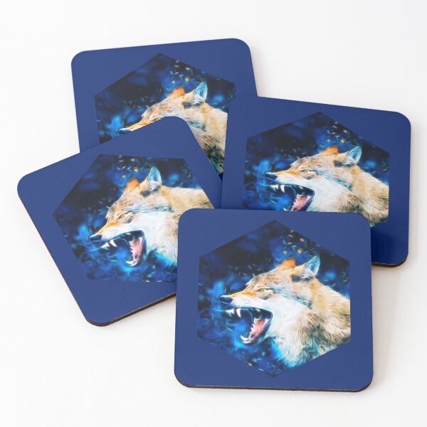 Item preview, Cool Neon Fractal Glow Ferocious Alpha Wolf Art 4 designed and sold by Cawaiico.