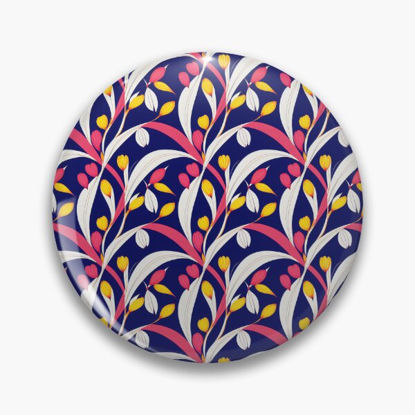 Aperçu de l'œuvre Motif floral lumineux sur fond bleu foncé créée et vendue par DesArtStudio.