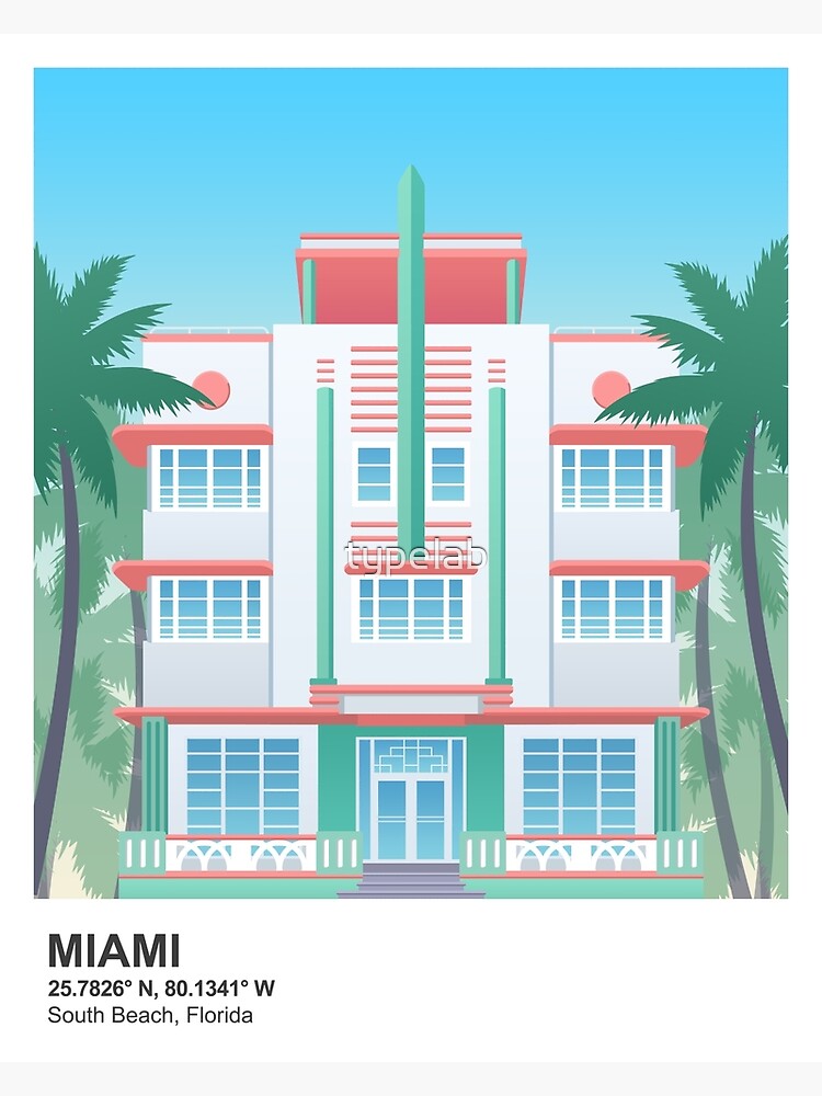 "Miami, Florida South Beach Art Deco" Poster for Sale by typelab