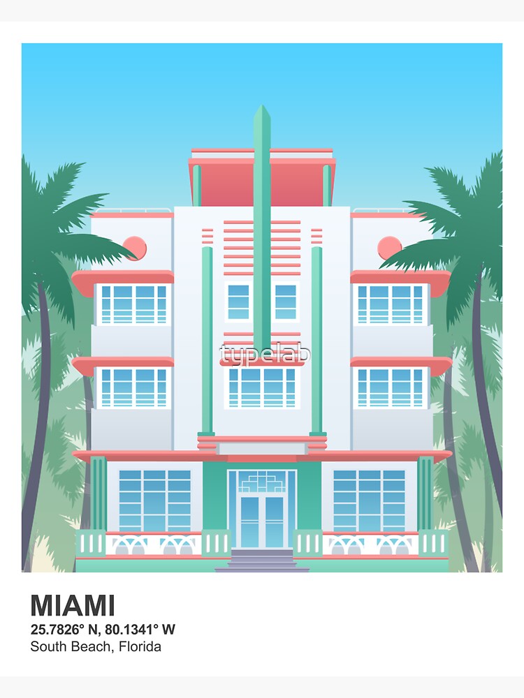 "Miami, Florida South Beach Art Deco" Sticker for Sale by typelab