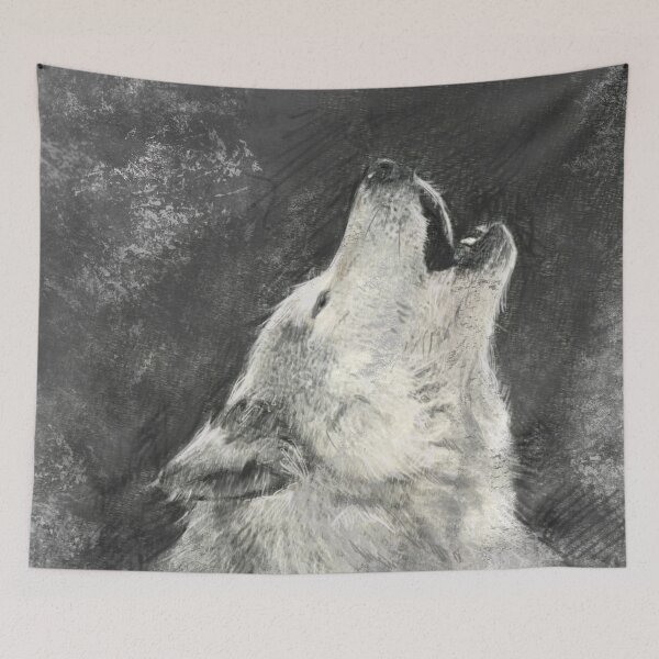 Item preview, Howling Wolf Art Design Draw Street Art Graphic Retro Vintage designed and sold by BK-Fishing.