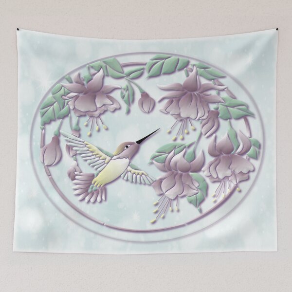 Item preview, Hummingbird with Flowers Vector Graphic designed and sold by Paula Helit.