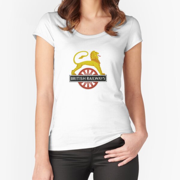 British Railway Lion on Bicycle Emblem Fitted Scoop T-Shirt