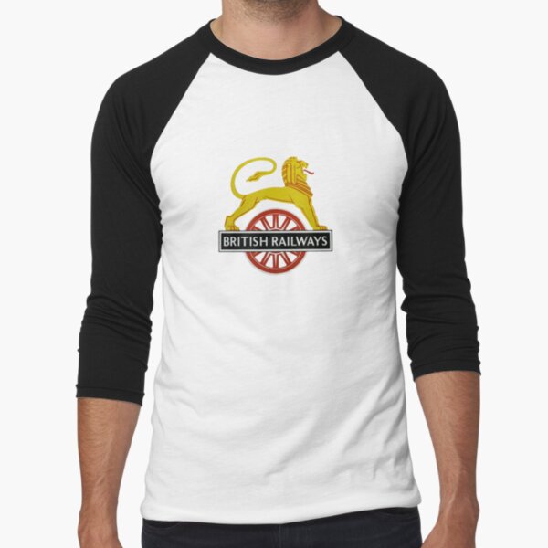 British Railway Lion on Bicycle Emblem Baseball ¾ Sleeve T-Shirt