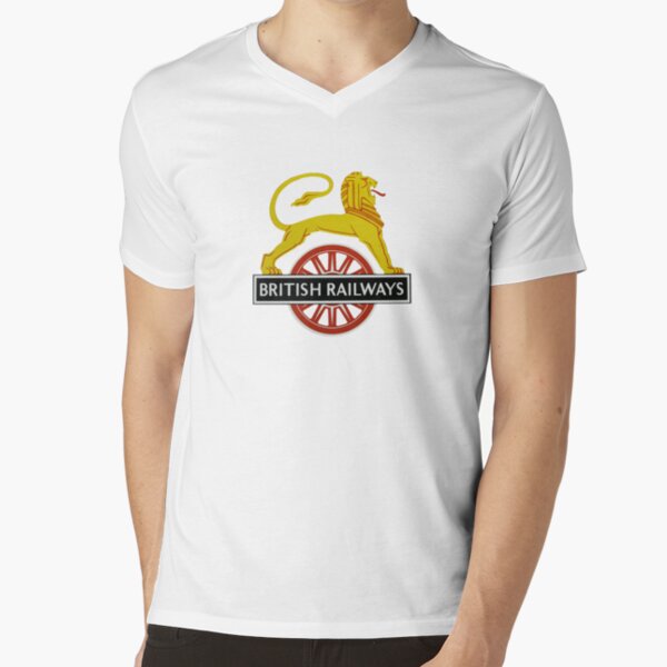British Railway Lion on Bicycle Emblem V-Neck T-Shirt