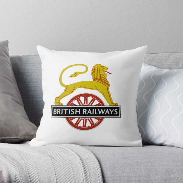 British Railway Lion on Bicycle Emblem Throw Pillow