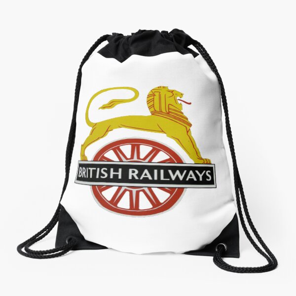 British Railway Lion on Bicycle Emblem Drawstring Bag