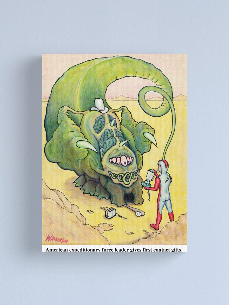 Thumbnail 1 of 3, Canvas Print, Colored Pencil Cartoon with Caption designed and sold by FineDayAcademy.