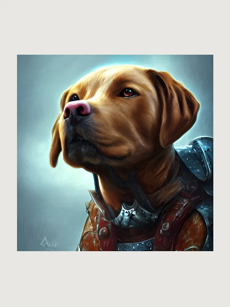 Imagen 6 de 6, Sudadera con capucha oversize prémium con la obra AI Generated Art, War Labrador, diseñada y vendida por RabbitHoleMI.