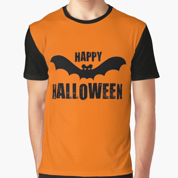 Happy Halloween - Happy Halloween Black Bat Graphic T-Shirt