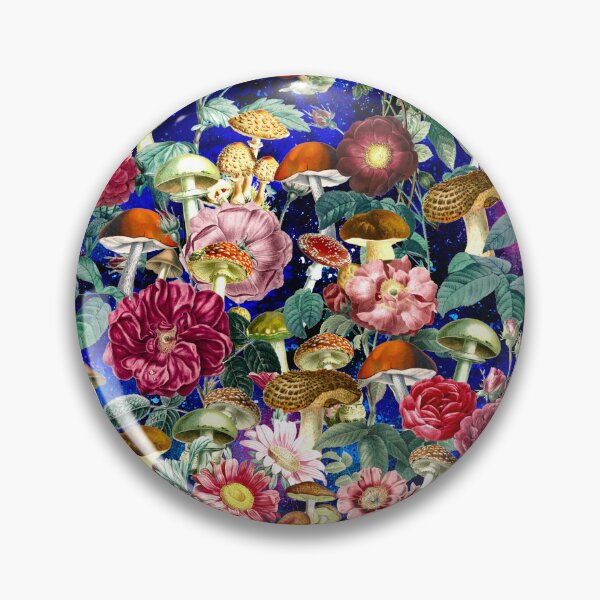 Item preview, Vintage mushrooms and florals garden, shrooms and fungi, botanical pattern, mushrooms illustration, seamless pattern, blue pattern trendy  designed and sold by ZeinabTaha.