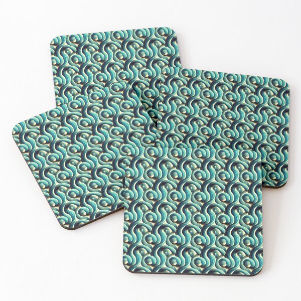 Item preview, Blue coral pattern with blue bubbles, sandy beach, slug pattern designed and sold by TreasuryOE.
