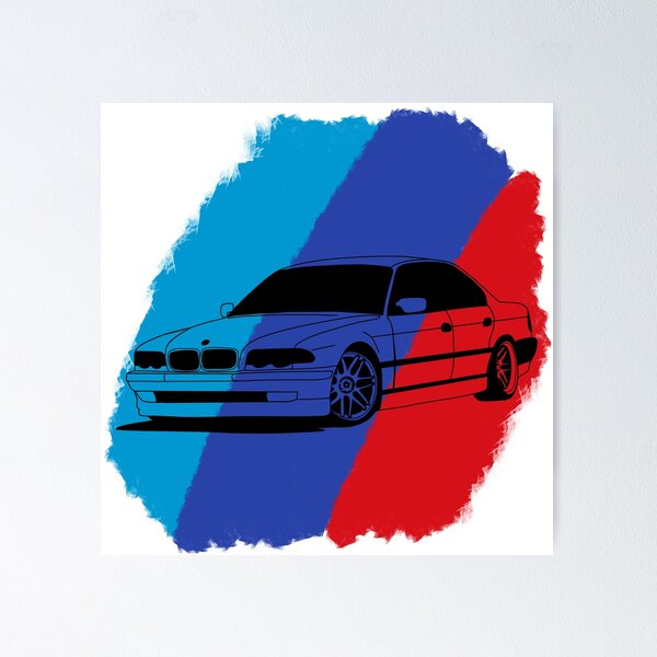 NEW AESTHETIC PERFECT LOGO OF A CLASSIC CAR BLUE SKY BLUE RED E38 SAYS  EVERY THING Poster for Sale by lee vii