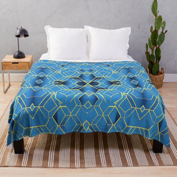 Item preview, abstract yellow hexagons on blue background designed and sold by I-A-Troy.