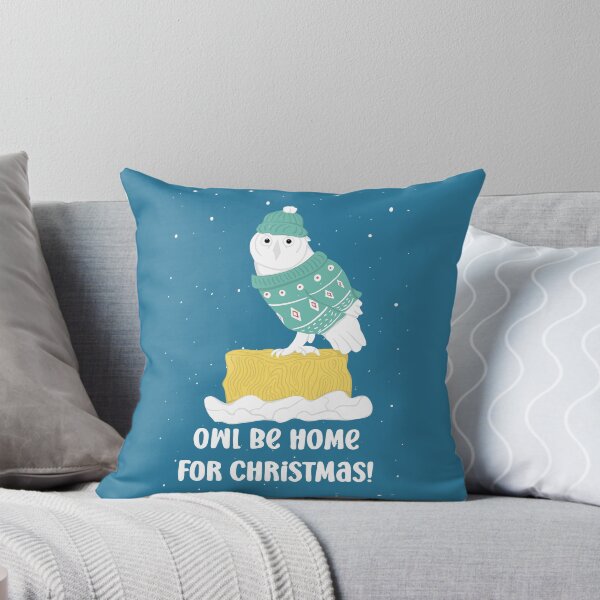 Owl be home for Christmas - Owls Greetings collection - BGW Throw Pillow