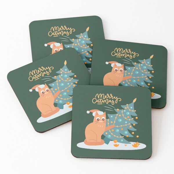 Item preview, Merry Catmas Christmas Cat Funny Cat Pushing Christmas Tree Over designed and sold by HoneyHue.