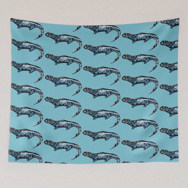 Item preview, B is for Blue Spotted Salamander,Blue Spotted Salamander – Vibrant Woodland Amphibian Illustration designed and sold by PrettylittlepastelUk.