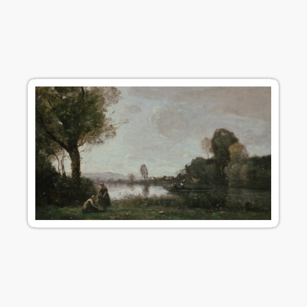 Seine Landscape near Chatou by Jean-Baptiste Camille Corot Sticker