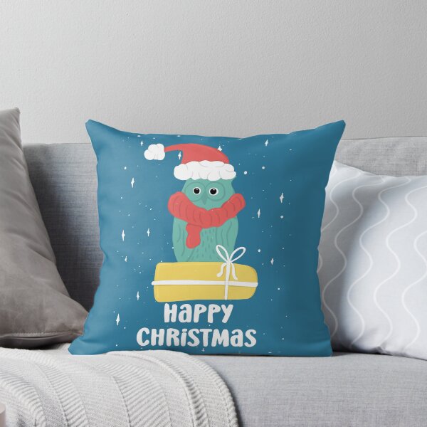 Happy Christmas - Owls Greetings collection - BGR Throw Pillow